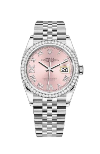 Datejust 36 Stainless Steel / Diamond / Pink Roman-Diamonds / Jubilee