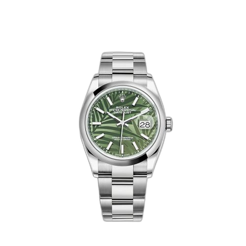 Datejust 36 Stainless Steel / Domed / Green Palm / Oyster