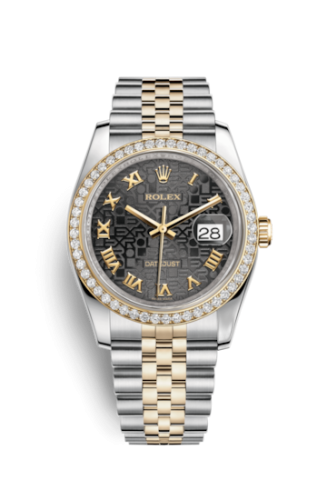 Datejust 36 Rolesor Yellow Diamond / Jubilee / Black Computer Roman