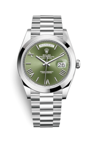 Day-Date 40 Platinum / Green - Roman