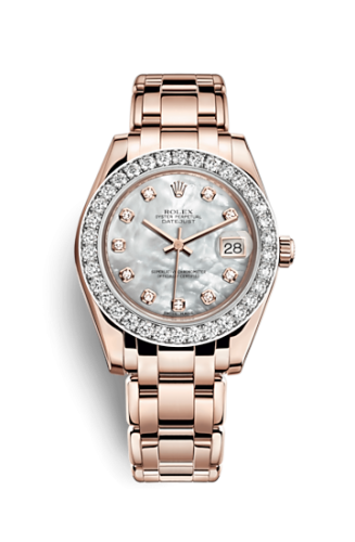 Datejust Pearlmaster 34 Everose Diamond Mother of Pearl Diamonds