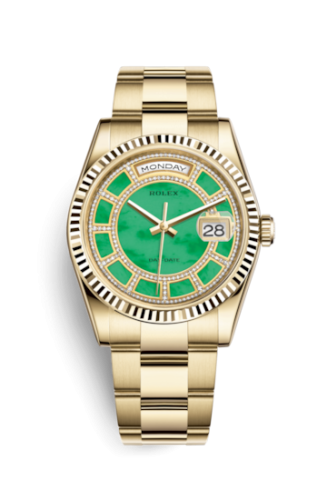 Day-Date 36 Yellow Gold Fluted / Oyster / Green Jade Carousel