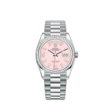Day-Date 36 Platinum - Baguette / Pink Opal / President