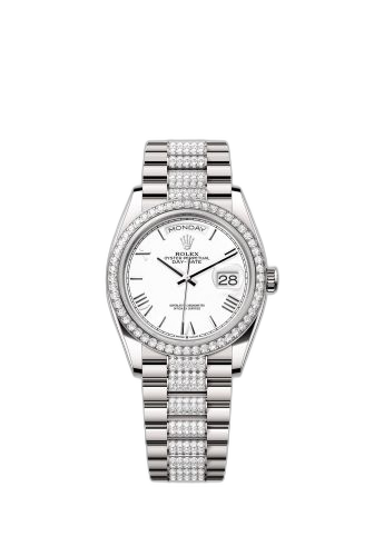 Day-Date 36 White Gold - Diamond / White - Roman / President - Diamond