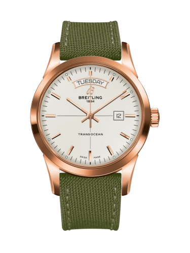 Transocean Day & Date Red Gold / Silver / Military / Pin