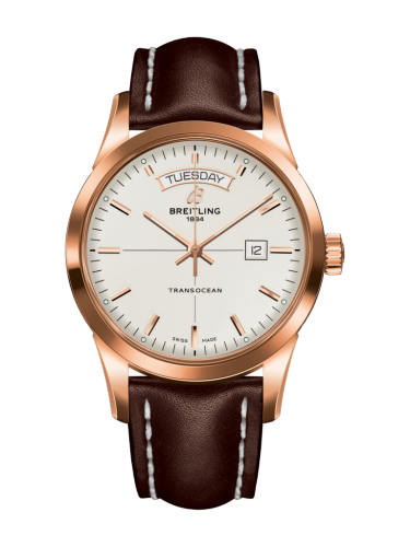 Transocean Day & Date Red Gold / Silver / Calf / Folding