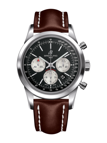 Transocean Chronograph Stainless Steel / Reverse Panda / Calf / Pin
