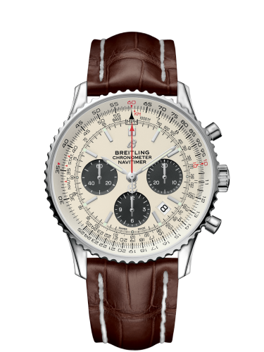 Navitimer 1 B01 Chronograph 43 Stainless Steel / Silver / Croco / Pin