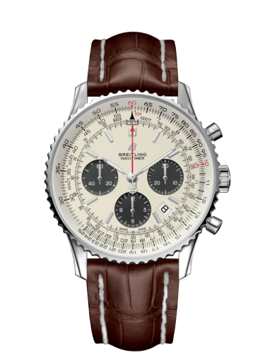 Navitimer 1 B01 Chronograph 43 Stainless Steel / Silver / Croco / Folding