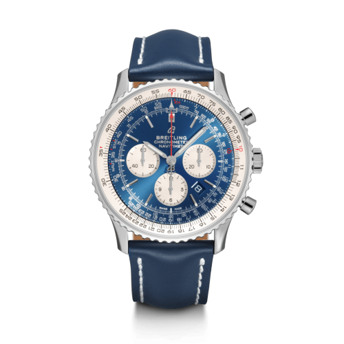 Navitimer 1 B01 Chronograph 46 Stainless Steel / Aurora Blue / Calf / Folding