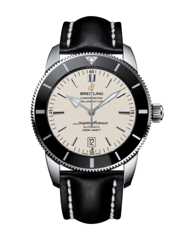 Superocean Heritage II 46 Stainless Steel / Black / Silver / Calf / Pin