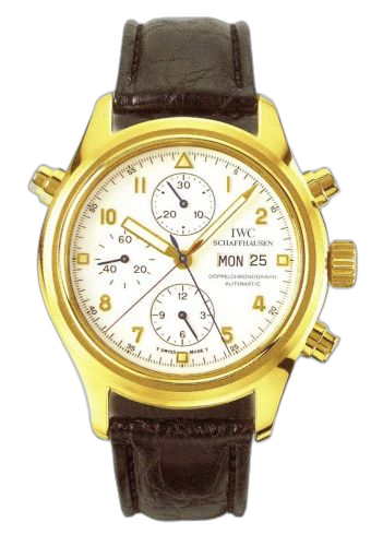 Pilot's Watch Doppelchronograph Yellow Gold / White / French / Strap