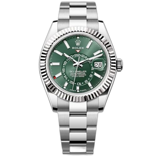 Sky-Dweller Stainless Steel - White Gold / Green / Oyster