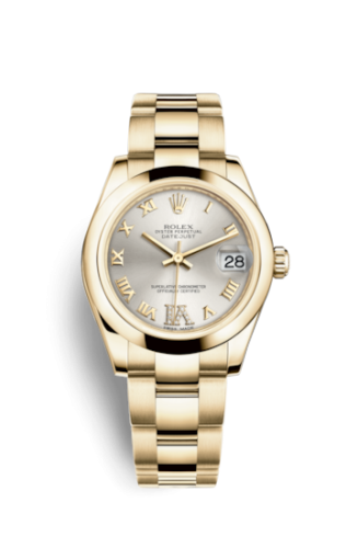 Datejust 31 Yellow Gold Domed / Oyster / Silver Roman