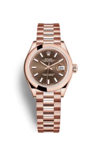 Lady-Datejust 28 Everose Domed / President / Chocolate
