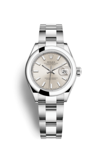 Lady-Datejust 28 Stainless Steel Domed / Oyster / Silver