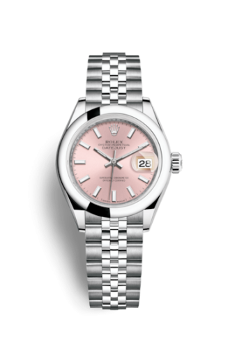 Lady-Datejust 28 Stainless Steel Domed / Jubilee / Pink