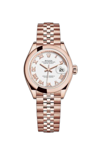 Lady-Datejust 28 Everose Domed / Jubilee / White Roman