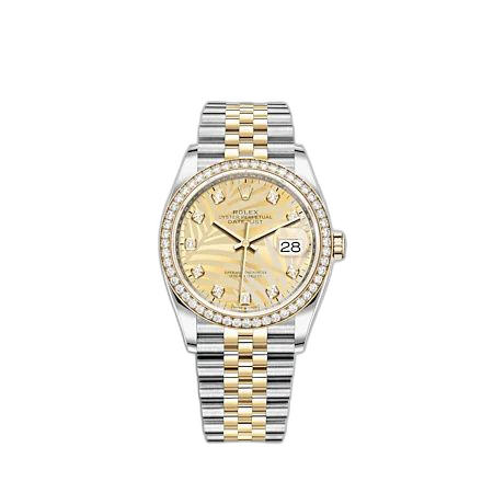 Datejust 36 Stainless Steel - Yellow Gold - Diamond / Champagne - Palm - Diamond / Jubilee