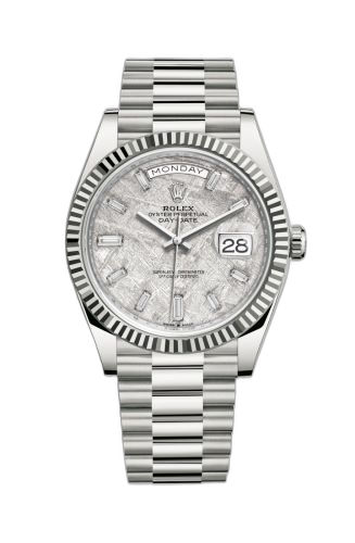 Day-Date 40 White Gold / Meteorite - Baquette