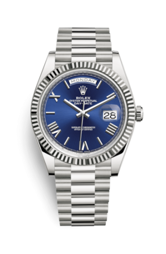 Day-Date 40 White Gold / Blue - Roman
