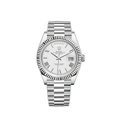Day-Date 40 Platinum - Fluted / White - Roman