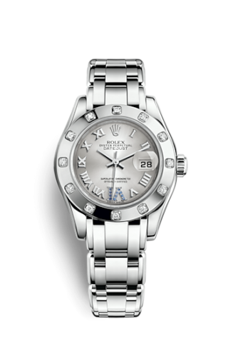 Datejust Pearlmaster 29 White Gold 12 Diamond Silver Roman