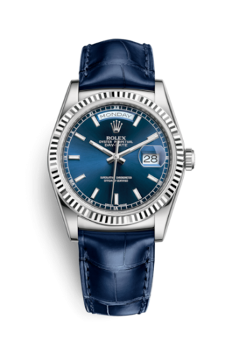 Day-Date 36 White Gold / Strap / Blue
