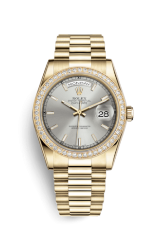 Day-Date 36 Yellow Gold Diamonds / President / Silver