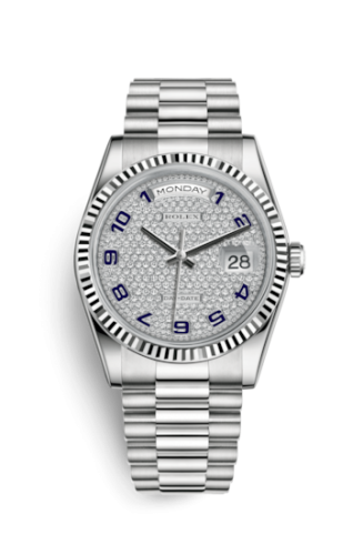 Day-Date 36 White Gold Fluted / President / Paved