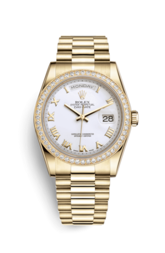 Day-Date 36 Yellow Gold Diamonds / President / White Roman
