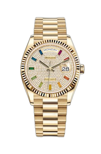 Day-Date 36 Yellow Gold / Fluted / Paved-Rainbow / President
