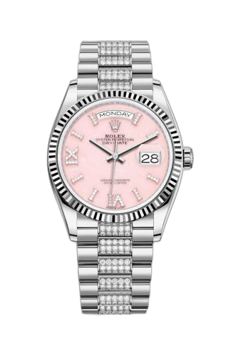 Day-Date 36 White Gold / Fluted / Opal-Diamond / President-Diamond