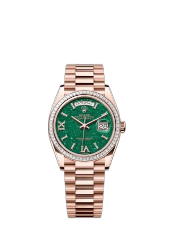 Day-Date 36 Everose Gold - Baguette / Green Aventurine / President - Diamond
