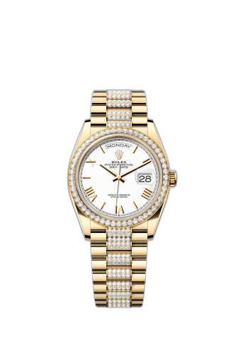 ay-Date 36 Yellow Gold - Diamond / White - Roman / President - Diamond