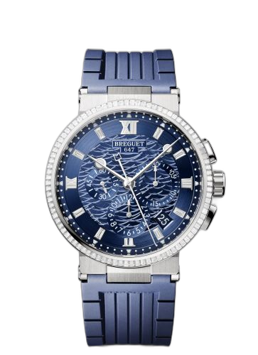 Marine Chronograph 5529 White Gold - Diamond / Blue / Rubber