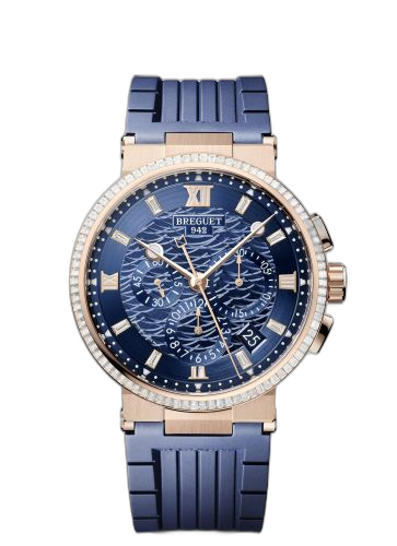 Marine Chronograph 5529 Rose Gold - Diamond / Blue / Rubber