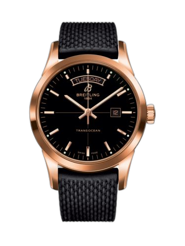 Transocean Day & Date Red Gold / Black / Rubber / Folding