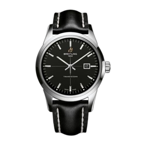 Transocean Date Stainless Steel / Black / Calf / Pin