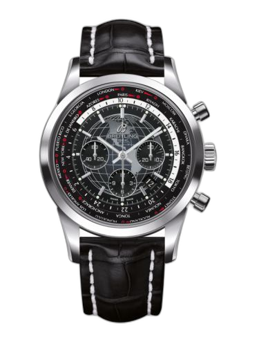 Transocean Chronograph Unitime Stainless Steel / Black / Croco