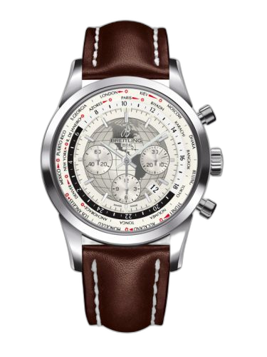 Transocean Chronograph Unitime Stainless Steel / Silver / Calf