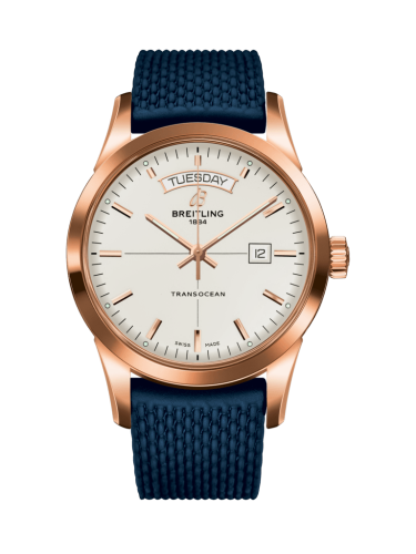Transocean Day & Date Red Gold / Silver / Rubber / Folding