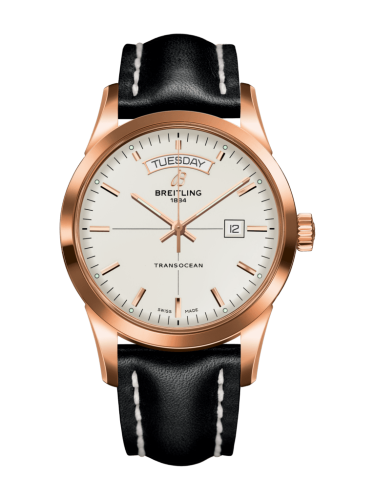 Transocean Day & Date Red Gold / Silver / Calf / Pin