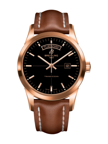 Transocean Day & Date Red Gold / Black / Calf / Pin