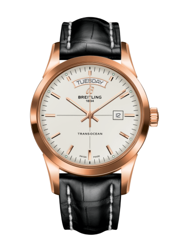 Transocean Day & Date Red Gold / Silver / Croco / Pin