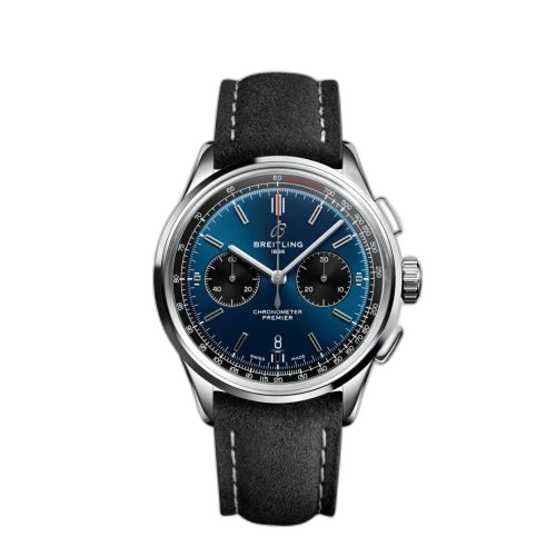 Premier B01 Chronograph 42 Stainless Steel / Blue / Anthracite Nubuck / Folding