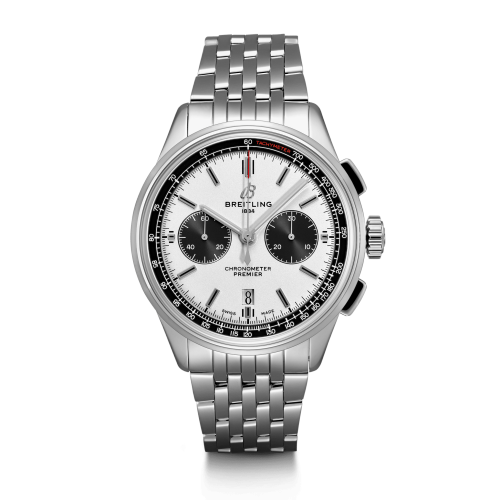 Premier B01 Chronograph 42 Stainless Steel / Silver / Croco / Pin