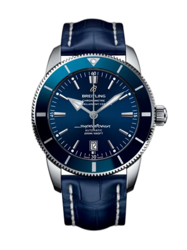 Superocean Heritage II 46 Stainless Steel / Blue / Blue / Croco / Pin