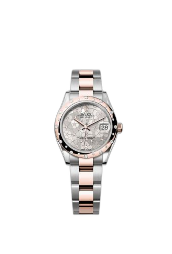 Datejust 31 Stainless Steel/ Rose Gold / Domed - Diamond / Silver - Floral / Oyster