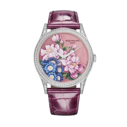 Calatrava 5077 White Gold / Portrait of Flowers